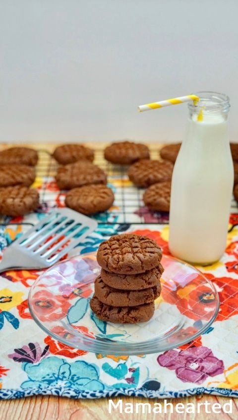 Chocolate Peanut Butter Cookies stacked